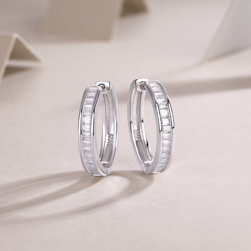 S925 Silver Moissanite Hoop Stud Earrings - 2