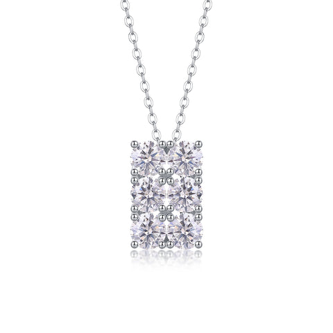 1Grand Round Moissanite Pendant Necklace in S925 Sterling Silver - Modern Elegant Design