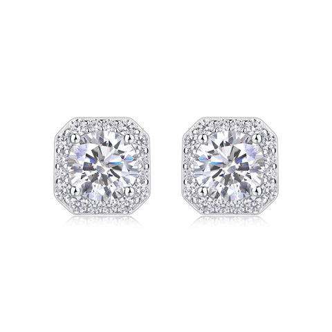 1 Carat Moissanite Stud Earrings in S925 Silver Modern & Elegant Design