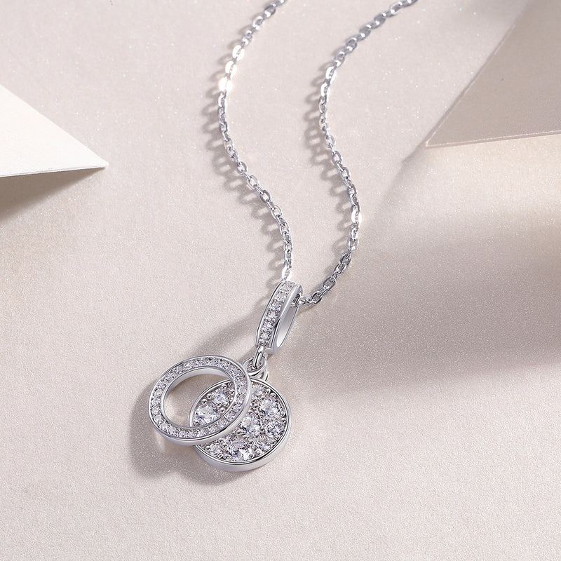 S925 Sterling Silver Moissanite Pendant Necklace with Platinum-Plated Finish - 4