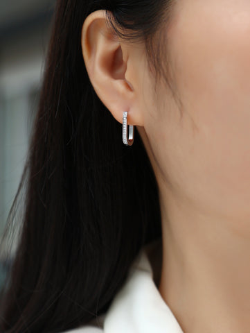 S925 Sterling Silver Moissanite Stud Earrings Elegant Platinum-Plated Hoop Design