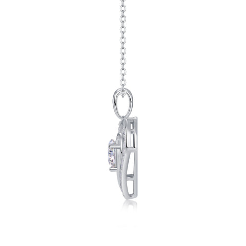 1Carat Moissanite Heart Pendant Necklace in S925 Silver Modern Elegant Fine Jewelry