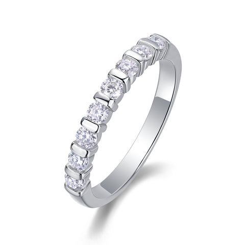S925 Silver Moissanite Row Band Ring Elegant Modern Fine Jewelry