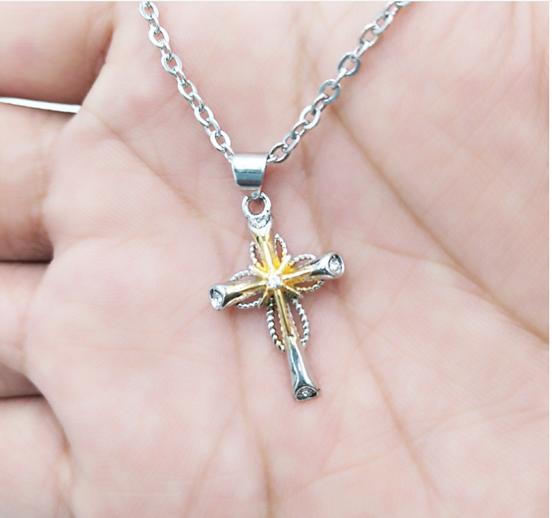 Octagonal Star Cross Pendant in Silver Alloy - 5