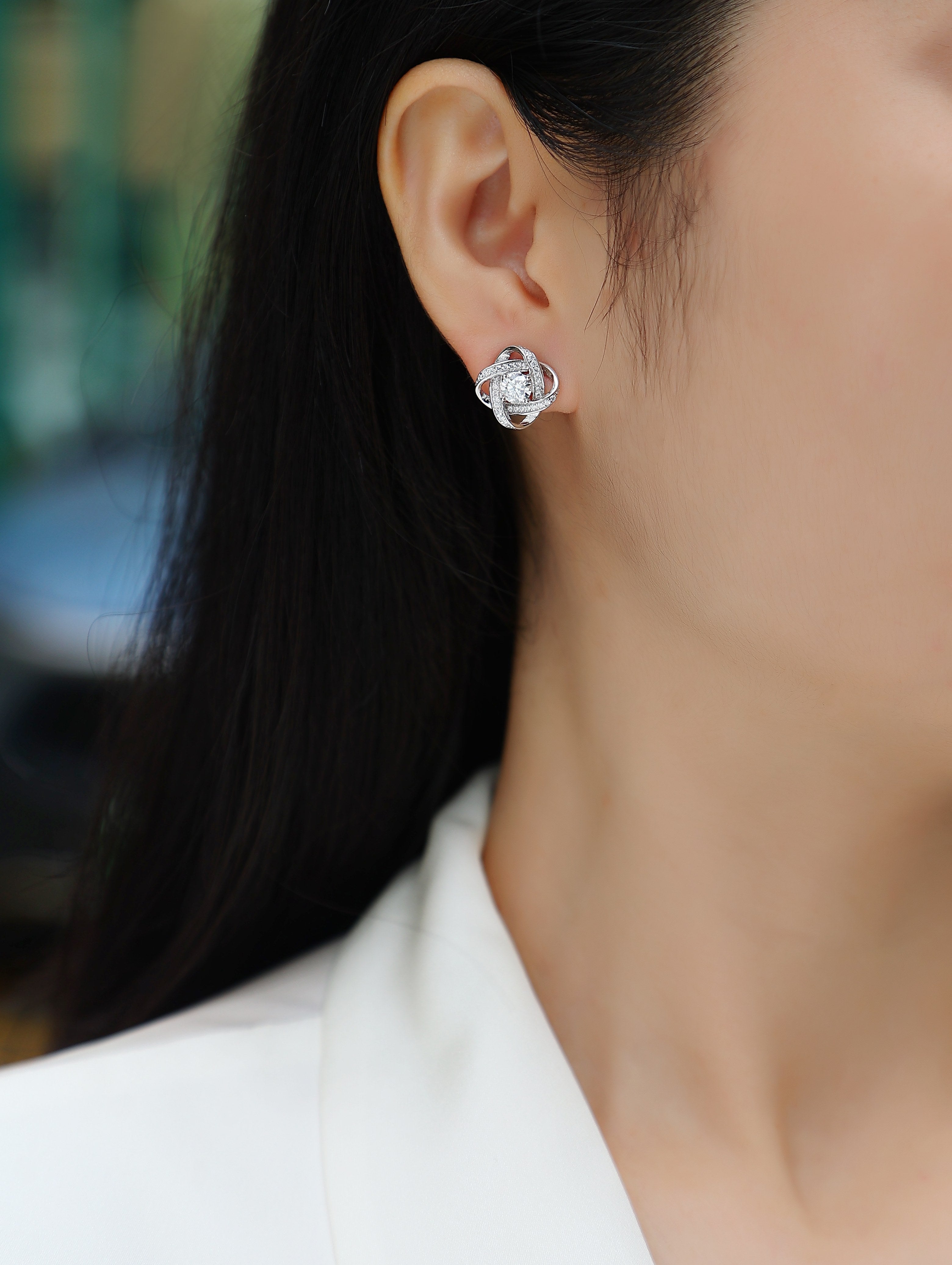 1Hope Beam S925 Sterling Silver Moissanite Stud Earrings Elegant Fashion Jewelry