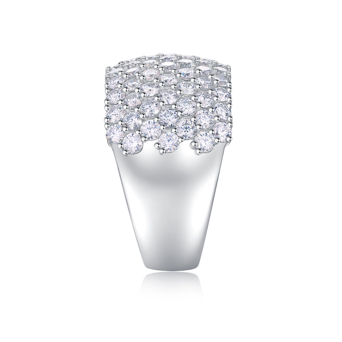 Luxury Multi-Row Moissanite Wide Ring in S925 Silver