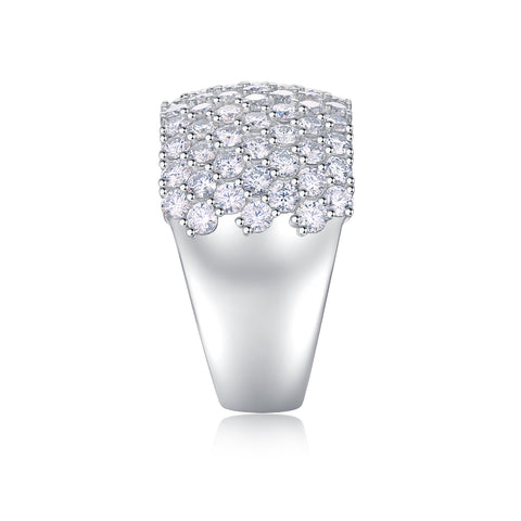 Luxury Multi-Row Moissanite Wide Ring in S925 Silver