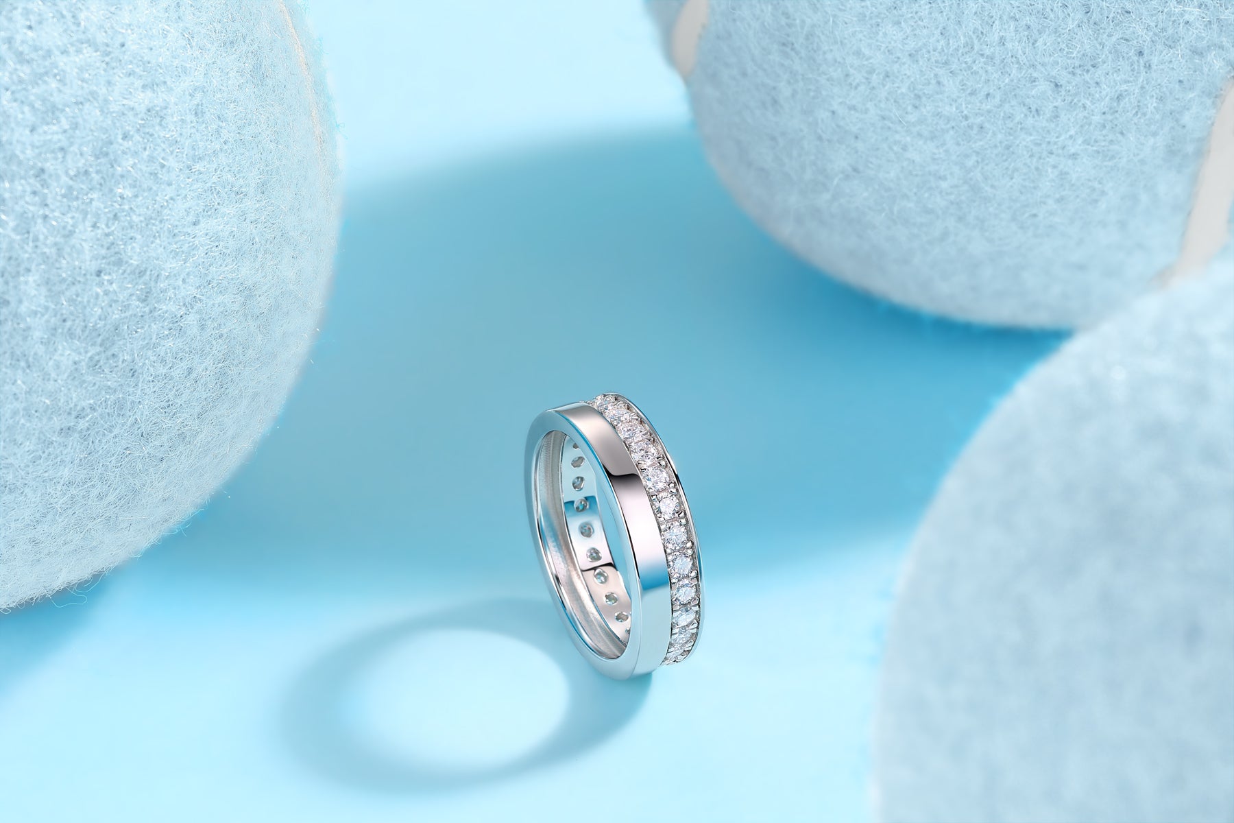 S925 Silver Moissanite Wedding Ring Luxury Fashion Band
