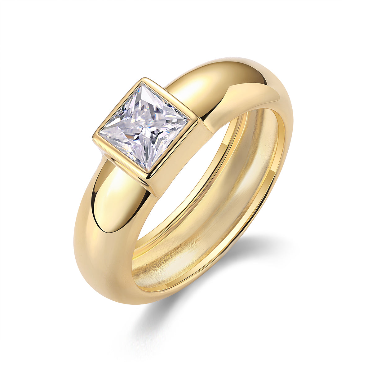 S925 Silver Square Moissanite Ring Luxury Wedding Band