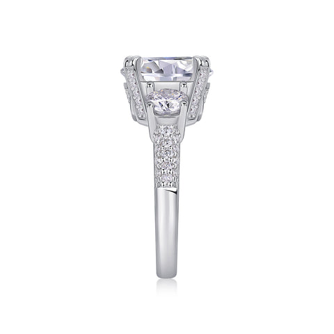 5-Carat Moissanite Sterling Silver Ring with Platinum-Plated Accents - Modern & Elegant