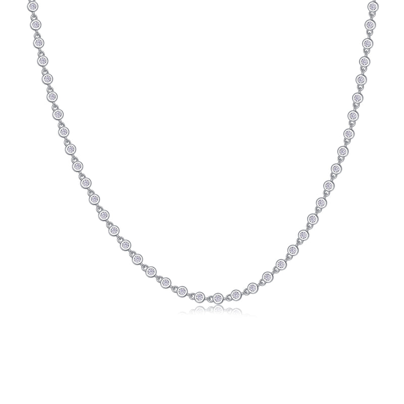 Heart-to-Heart Moissanite Pendant Necklace in Sterling Silver with Platinum Plating - 2