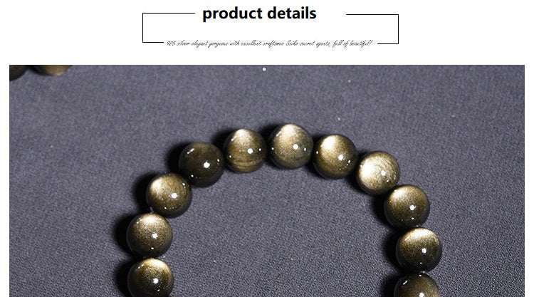 Natural Laps Gold-Tone Beaded Bracelet Unisex Fashion Jewelry - 1