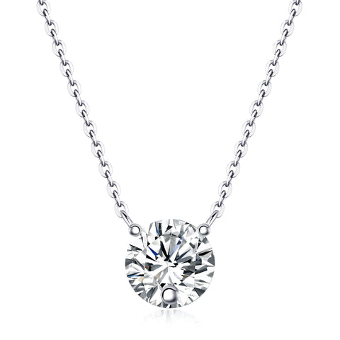 2-Carat Moissanite Pendant Necklace in S925 Sterling Silver with Platinum Plating - Modern & Elegant