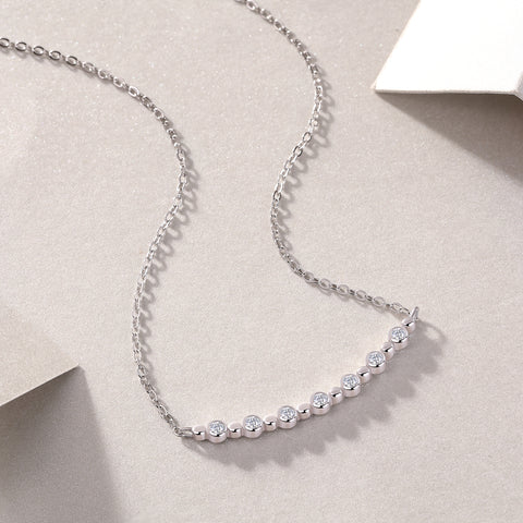 S925 Sterling Silver Moon and Stars Moissanite Pendant Necklace 40cm