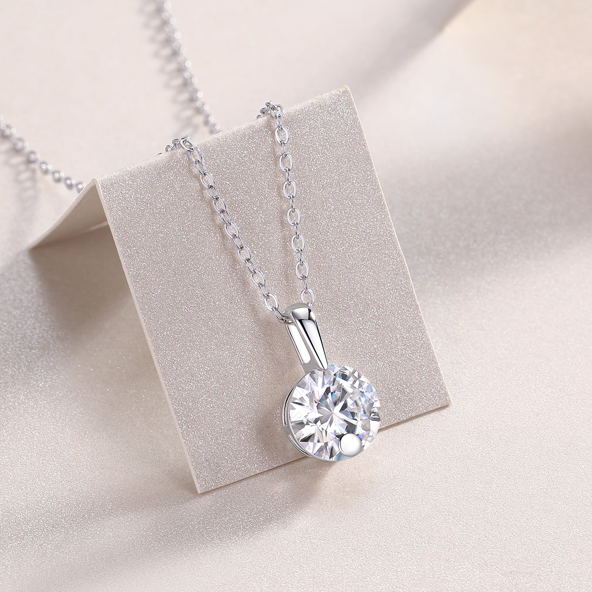2-Carat Moissanite Pendant Necklace in S925 Sterling Silver with Platinum Plating