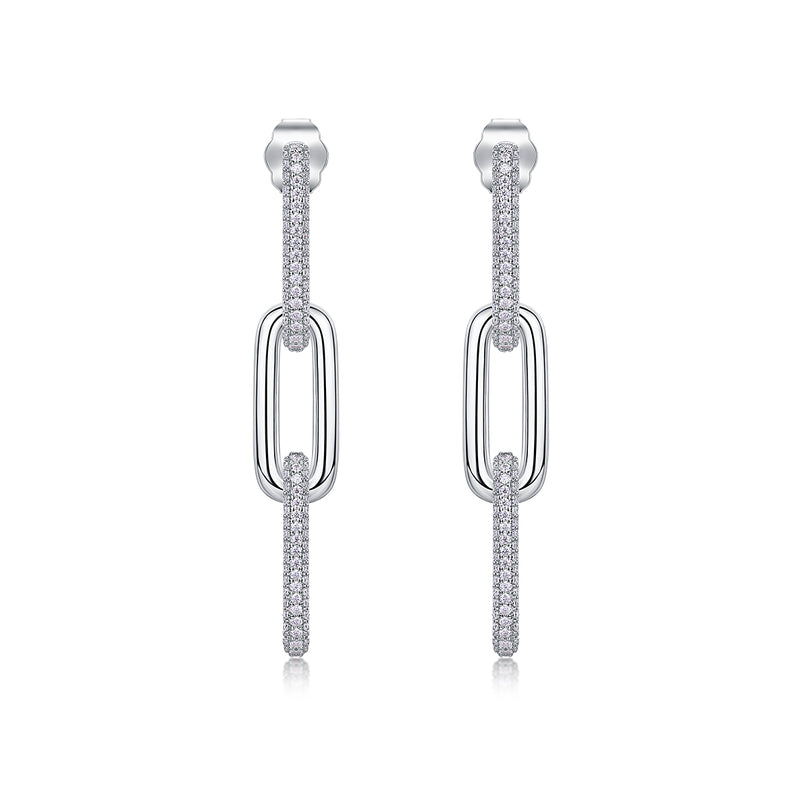 1Chain Luxury Moissanite Sterling Silver Stud Earrings Modern Elegant Design - 1
