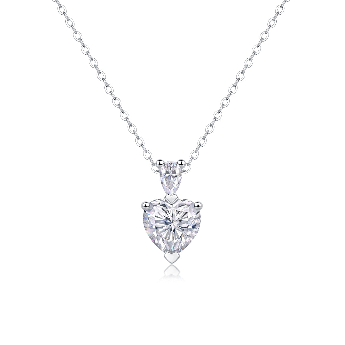 Heart-Shaped Moissanite Pendant Necklace in S925 Sterling Silver