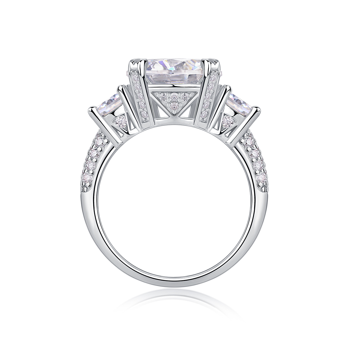 5-Carat Moissanite Sterling Silver Ring with Platinum-Plated Accents