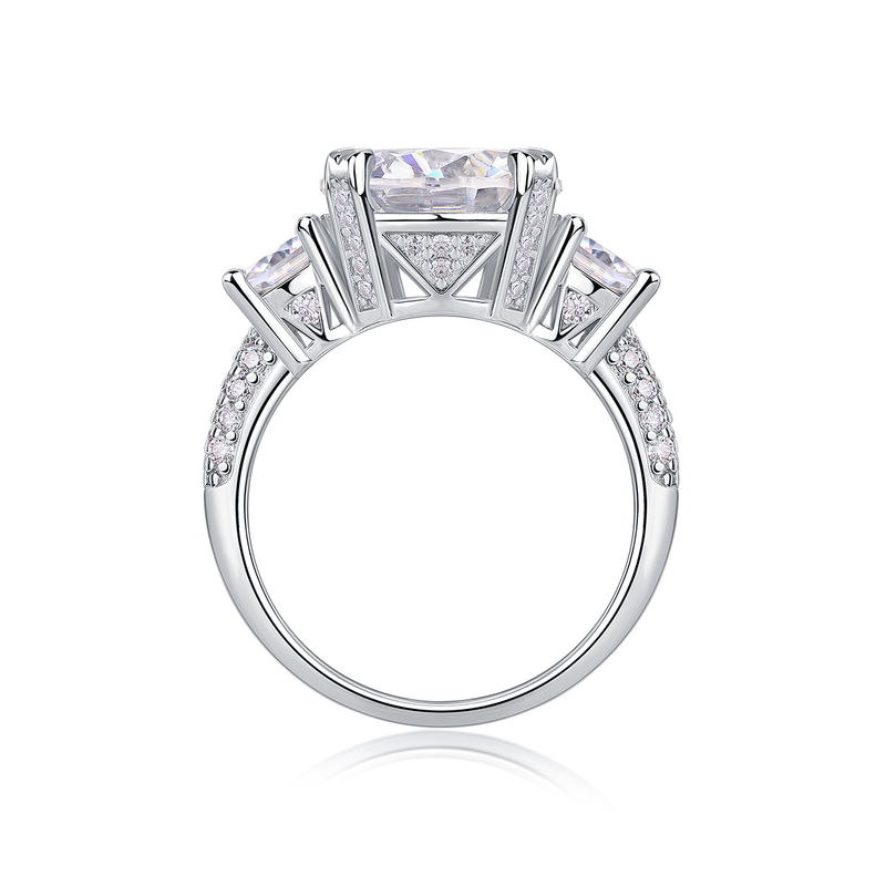 5-Carat Moissanite Sterling Silver Ring with Platinum-Plated Accents - Modern & Elegant - 3