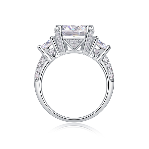 5-Carat Moissanite Sterling Silver Ring with Platinum-Plated Accents