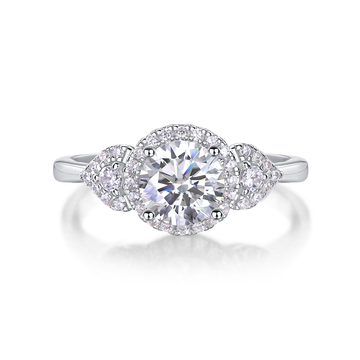 Luxury Moissanite Silver Wedding Ring 1 Carat Large Diamond Style