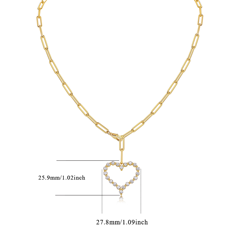 1Heart Wish Sterling Silver Necklace with Gold-Plated Moissanite Heart Pendant - 4