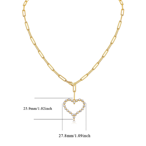 1Heart Wish Sterling Silver Necklace with Small Moissanite Heart Pendant