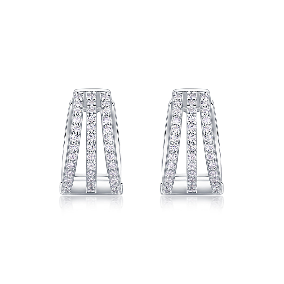 Luxury S925 Silver Moissanite Stud Earrings Modern Design
