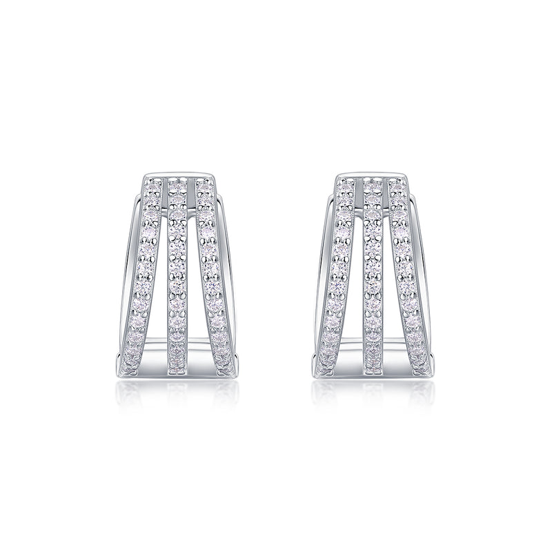 Luxury S925 Silver Moissanite Stud Earrings Modern Rectangular Design - 2