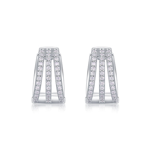 Luxury S925 Silver Moissanite Stud Earrings Modern Design