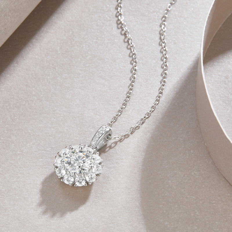 1Blossom 1-Carat Moissanite Pendant Necklace in S925 Sterling Silver with Platinum Plating - 6