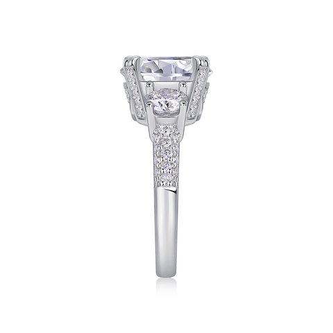 5-Carat Moissanite Sterling Silver Ring with Platinum-Plated Accents