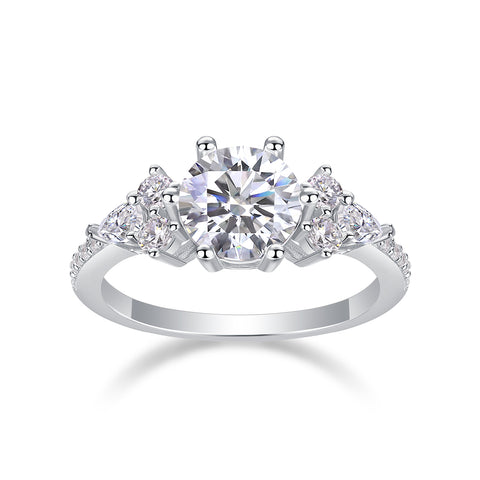 2 Carat Moissanite Silver Ring S925 Luxury Fashion Diamond Style