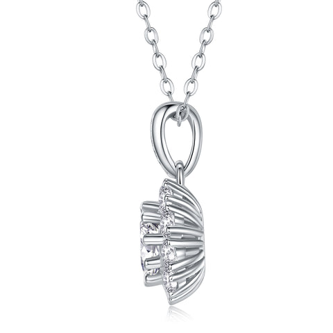1Blossom 1-Carat Moissanite Pendant Necklace in S925 Sterling Silver with Platinum Plating