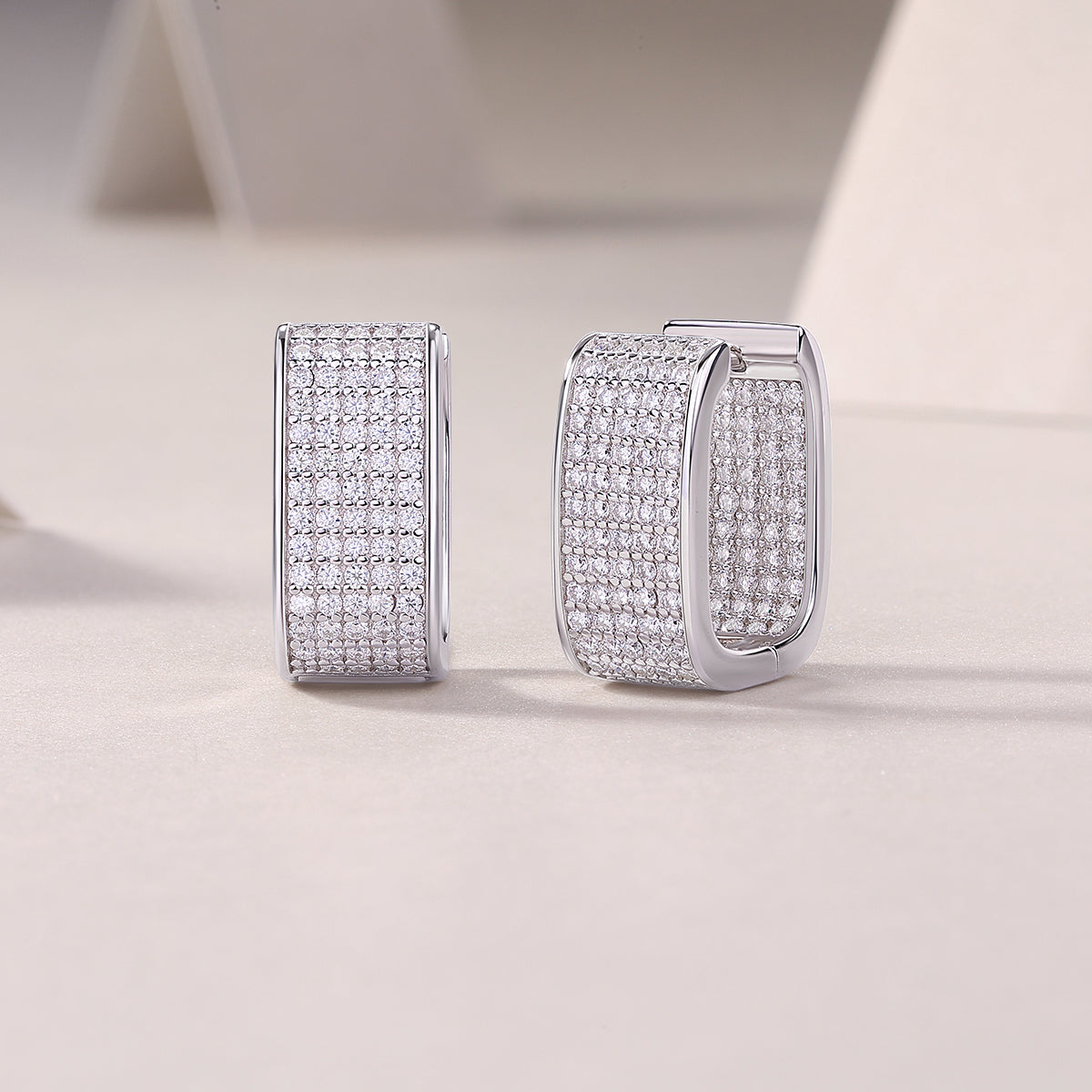 Luxury Moissanite Stud Earrings in S925 Silver Elegant Square Hoop Design