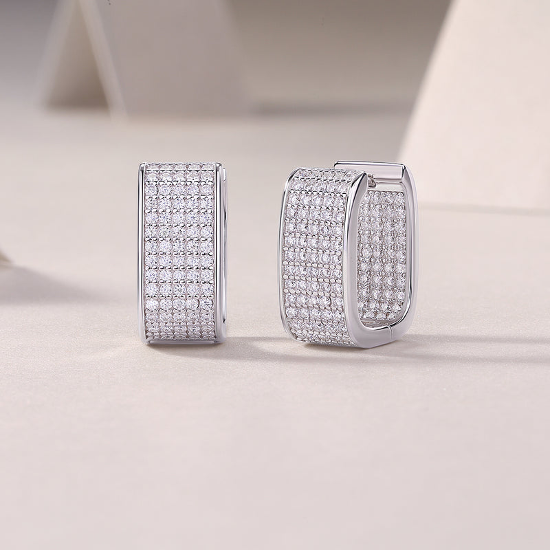 Luxury Moissanite Square Hoop Earrings in S925 Silver - 3