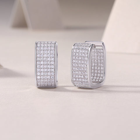 Luxury Moissanite Stud Earrings in S925 Silver Elegant Square Hoop Design
