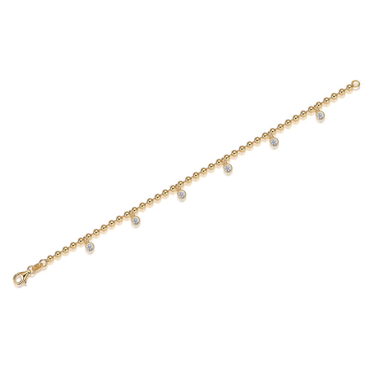 S925 Silver Moissanite Bracelet with Dangling Beads Elegant Fashion Jewelry
