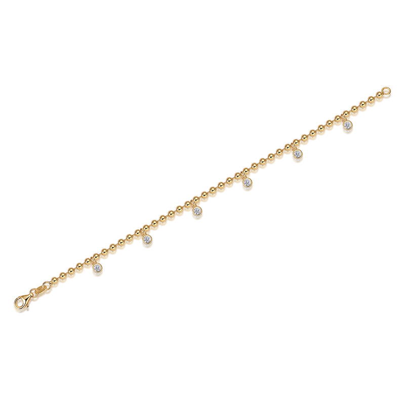 S925 Silver Moissanite Beaded Bracelet with Dangling Charms Elegant Fine Jewelry - 4