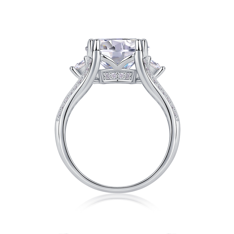 Elegant Radiance Sterling Silver Moissanite Ring with Platinum-Plated Accents - 6