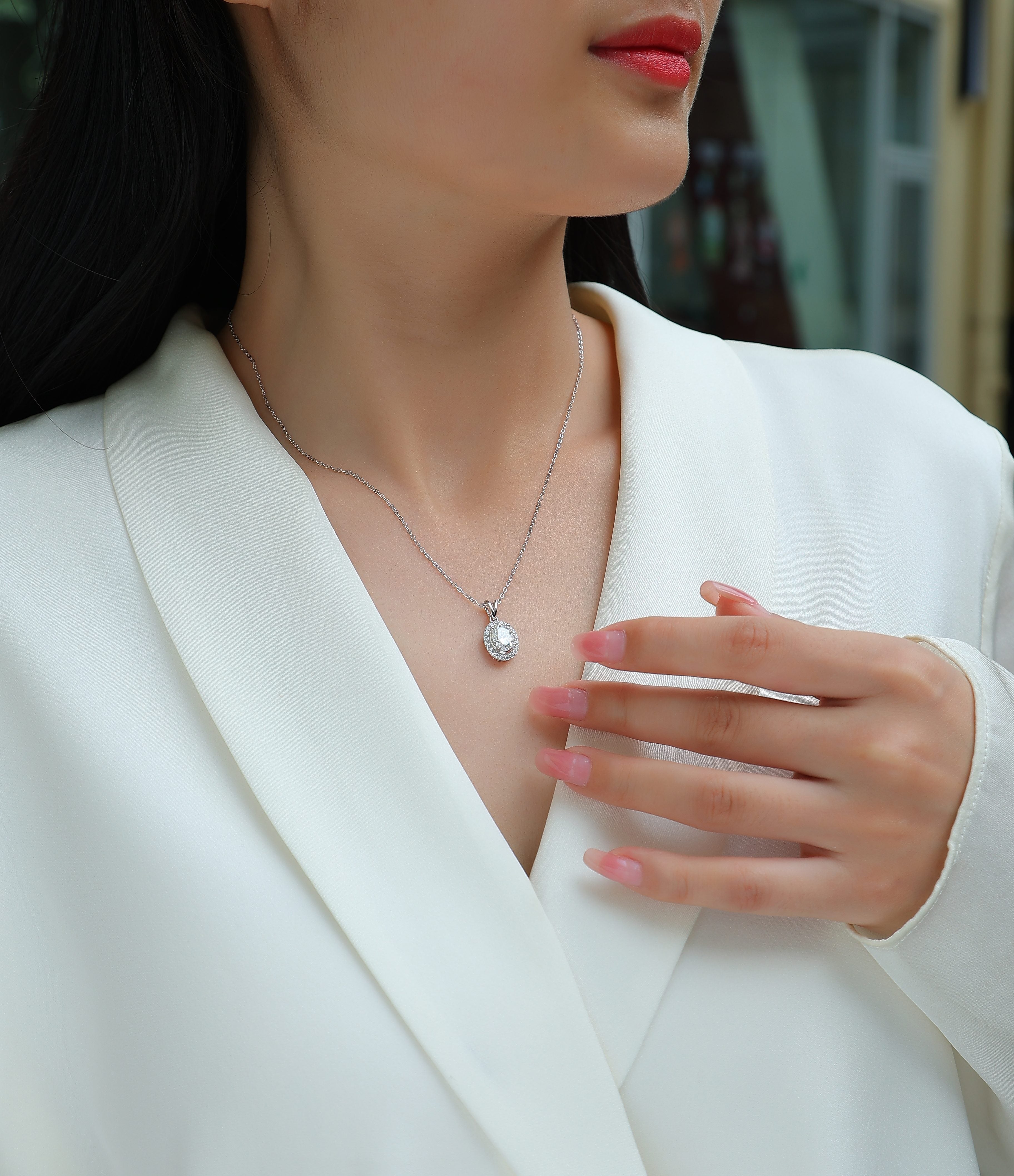 1Infinite Moissanite Pendant Necklace in S925 Sterling Silver with Platinum Plating