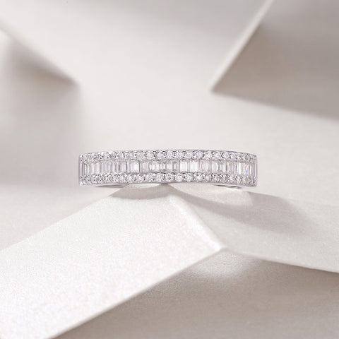 S925 Silver Square Moissanite Ring Luxury Fashion Band