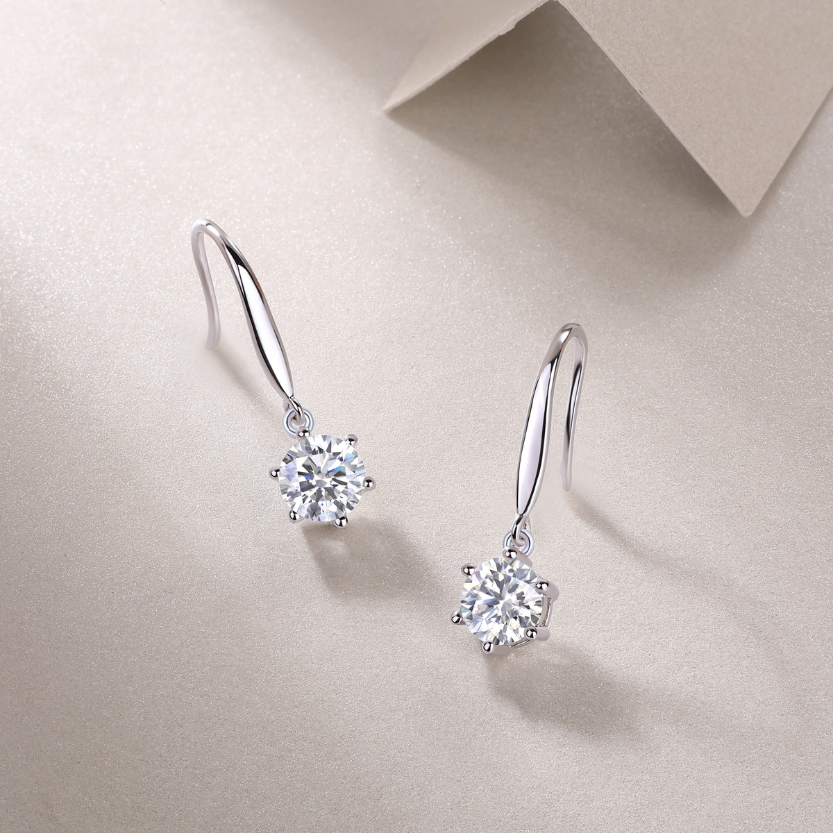 1Carat Moissanite Silver Earrings Elegant Dangle Drop Jewelry