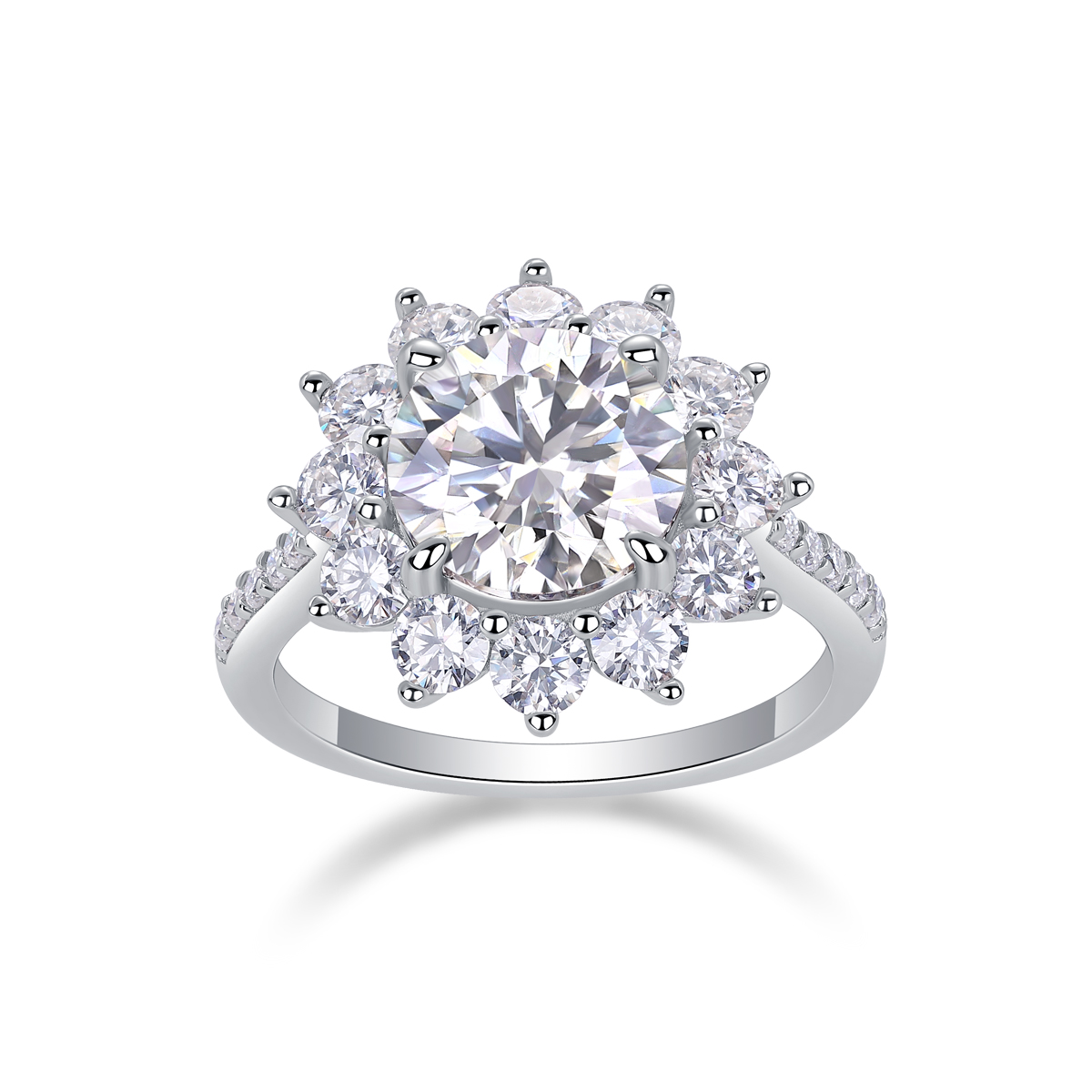 1Sunflower 3-Carat Moissanite Sterling Silver Ring Fashion Jewelry