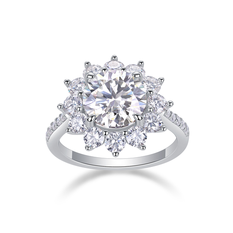 1Sunflower 3-Carat Moissanite Sterling Silver Ring Fashion Jewelry