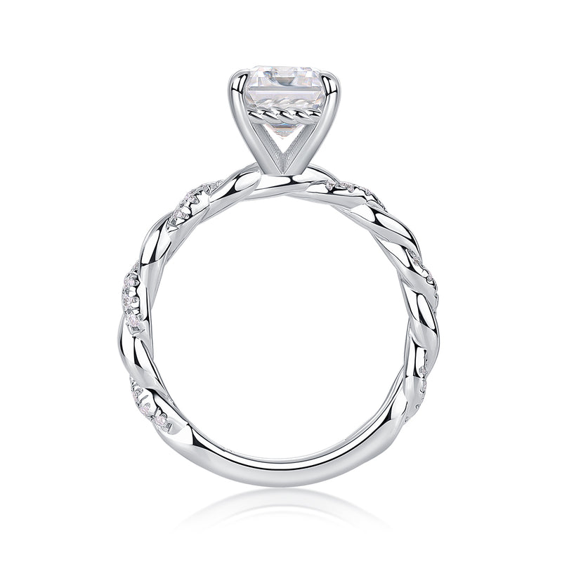Elegant Octagonal Moissanite S925 Sterling Silver Ring with Twisted Band - 6