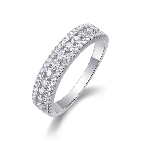 Elegant Multi-row Moissanite S925 Silver Ring Modern Fashion Band