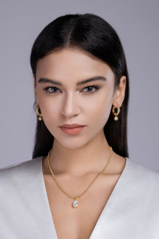 1Wish Light Pear-Shaped Moissanite Necklace Pendant in S925 Sterling Silver with Gold Plating