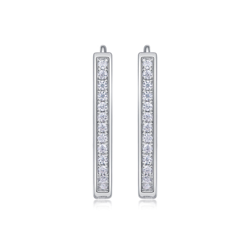 S925 Sterling Silver Moissanite Stud Earrings Elegant Platinum-Plated Hoop Design - 4
