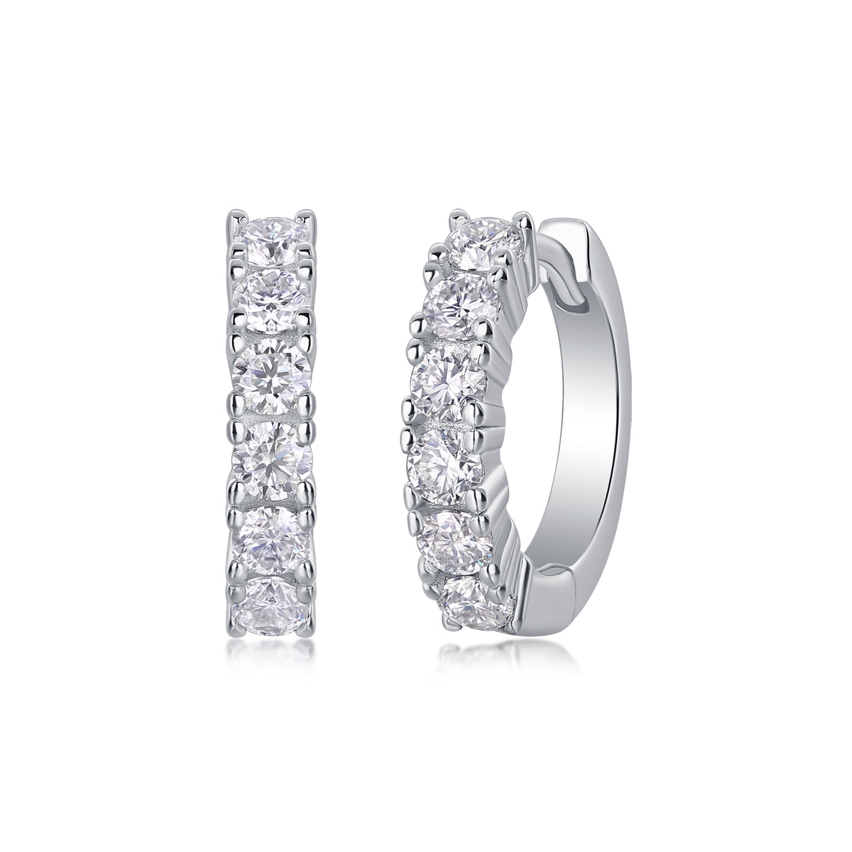 S925 Sterling Silver Moissanite Stud Earrings Set Elegant Platinum-Plated Hoop Design